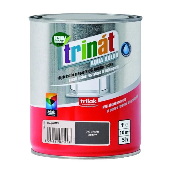 Trilak Trinát aqua időjárásálló mf. zománcfesték 202 grafit 1L