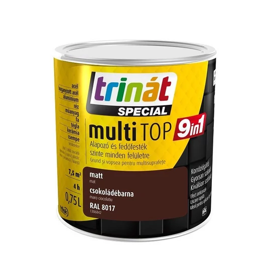 Trilak Trinát Special MultiTop 9in1 alapozó és fedőfesték 8017 csokoládébarna 0,75L