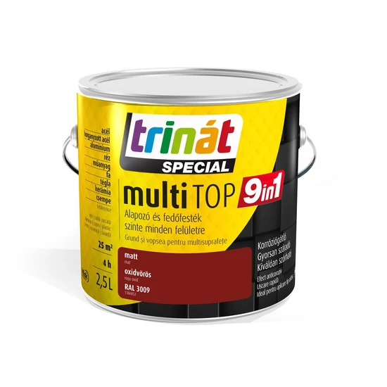 Trilak Trinát Special MultiTop 9in1 alapozó és fedőfesték 3009 vörös 2,5L