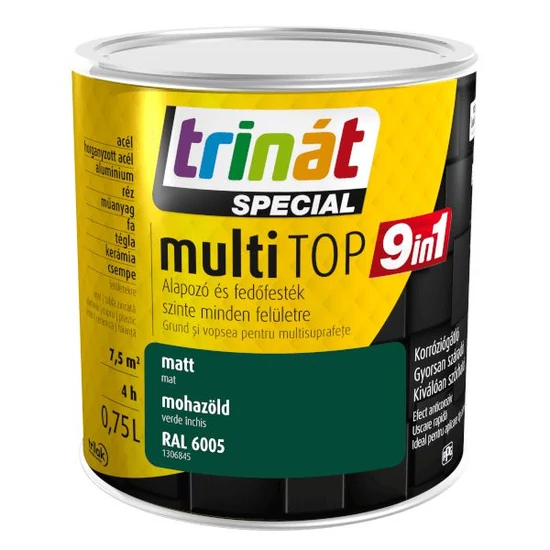 Trilak Trinát Special MultiTop 9in1 alapozó és fedőfesték 6005 mohazöld 0,75L