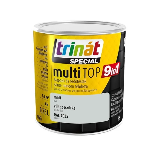 Trilak Trinát Special MultiTop 9in1 alapozó és fedőfesték 7035 szürke 0,75L