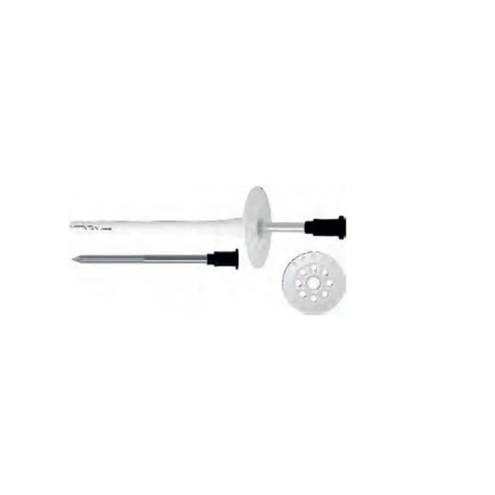 Stalco műanyag szigetelés rögzítő, fém beütő tüskével, furat méret: 10mm vastagság 30/50mm