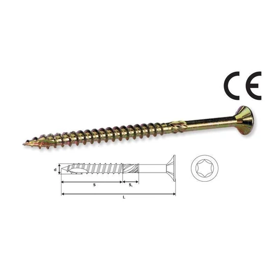 Stalco Premium süllyesztett fejű faforgácslap csavar TX20 fejjel 4x50mm 300db/doboz