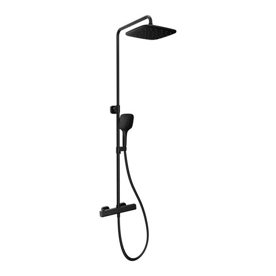 Ravak TD F 091.20/150 10° Free black fekete állózuhany termosztátos csapteleppel és zuhanyelemekkel