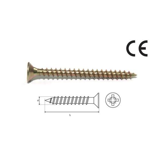 Stalco süllyesztett fejű faforgácslap csavar tövigmenetes 5,0X50mm 300db/doboz